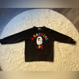 Bape kids sweatshirt A Bathing Ape Black Sweatshirt with Colorful Logo